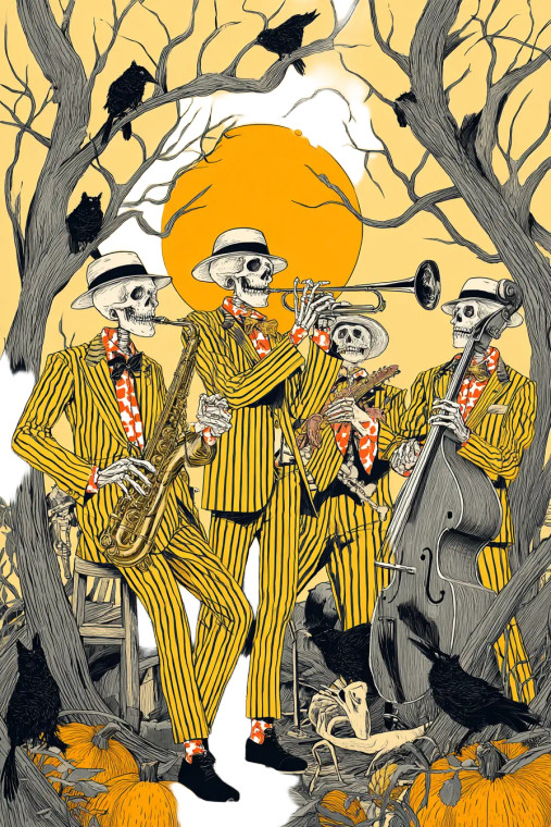 Skeleton Jazz Band Vinyl Car Decal Sticker – Waterproof & UV-Resistant 4.4