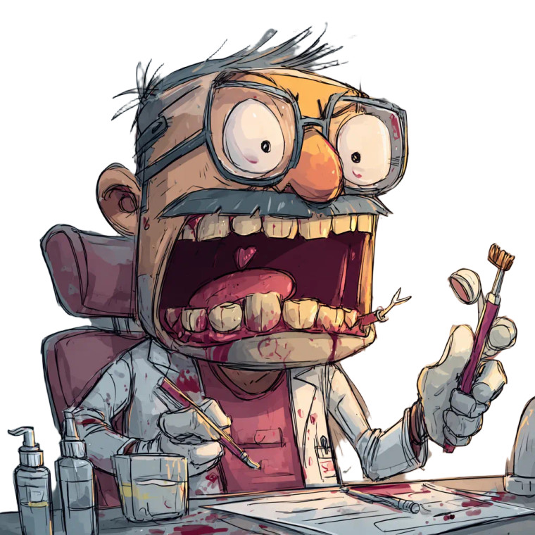 Mischievous Dentist Vinyl Car Decal Sticker – Waterproof & UV-Resistant 6.826666666666667"