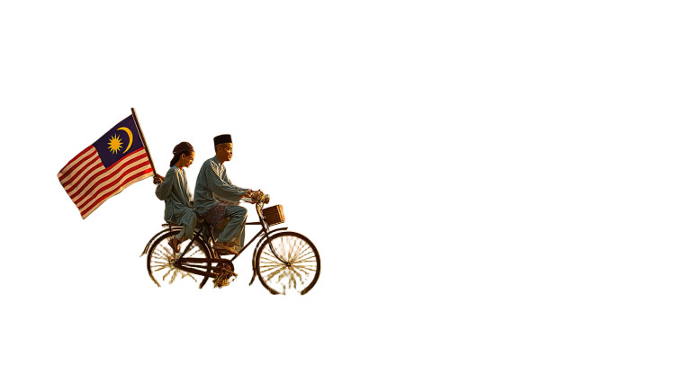 Malay Couple Biking Vinyl Car Decal Sticker – Waterproof & UV-Resistant 2.72"
