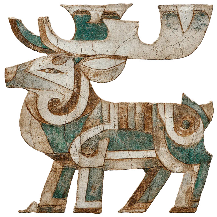Stylized Chinese Deer Vinyl Car Decal Sticker – Waterproof & UV-Resistant 3.4133333333333336"