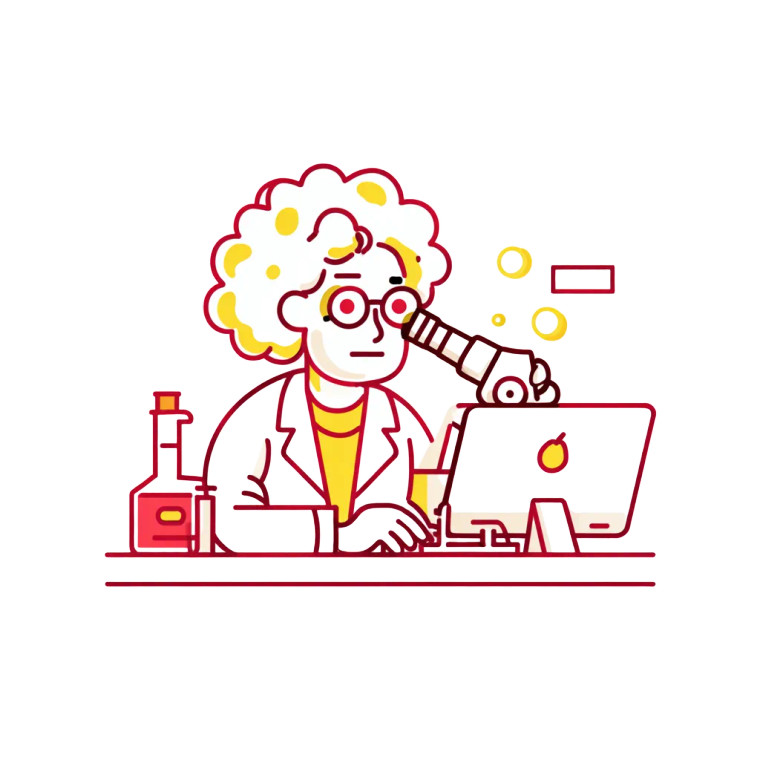 Scientist Illustration Vinyl Car Decal Sticker – Waterproof & UV-Resistant 3.4133333333333336"