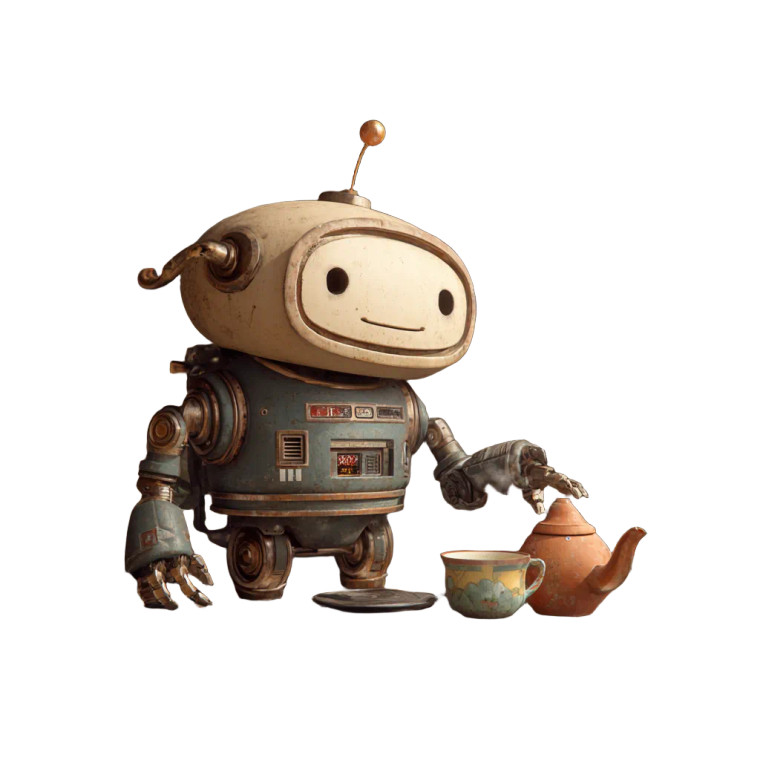 Smiling Tea Robot Vinyl Car Decal Sticker – Waterproof & UV-Resistant 3.4133333333333336"