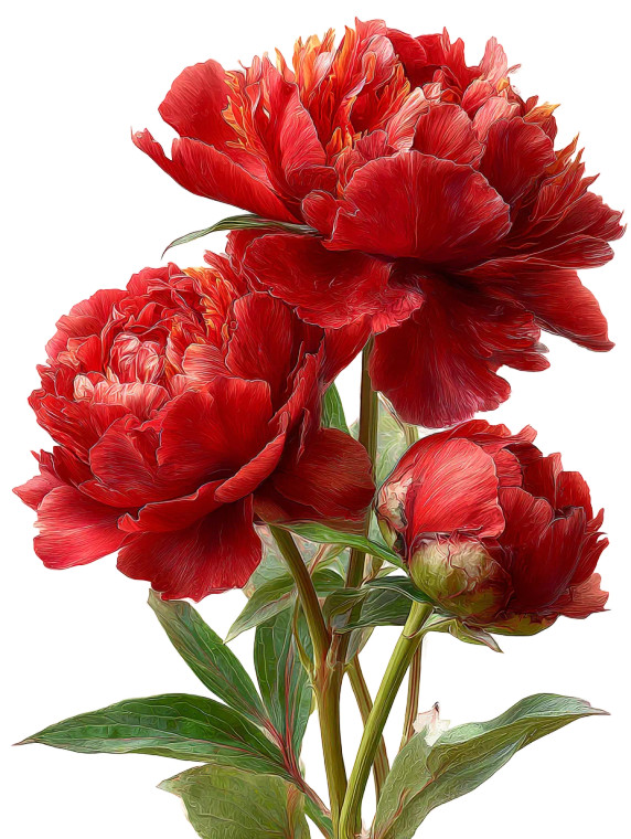 Red Peonies Vinyl Car Decal Sticker – Waterproof & UV-Resistant 4.1066666666666665"