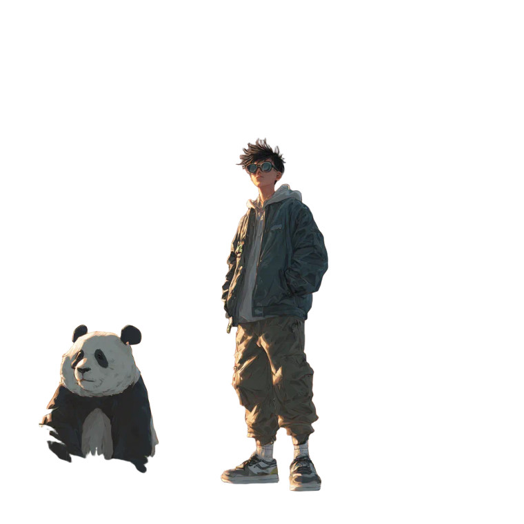 Man With Panda V2 Vinyl Car Decal Sticker – Waterproof & UV-Resistant 3.4133333333333336"