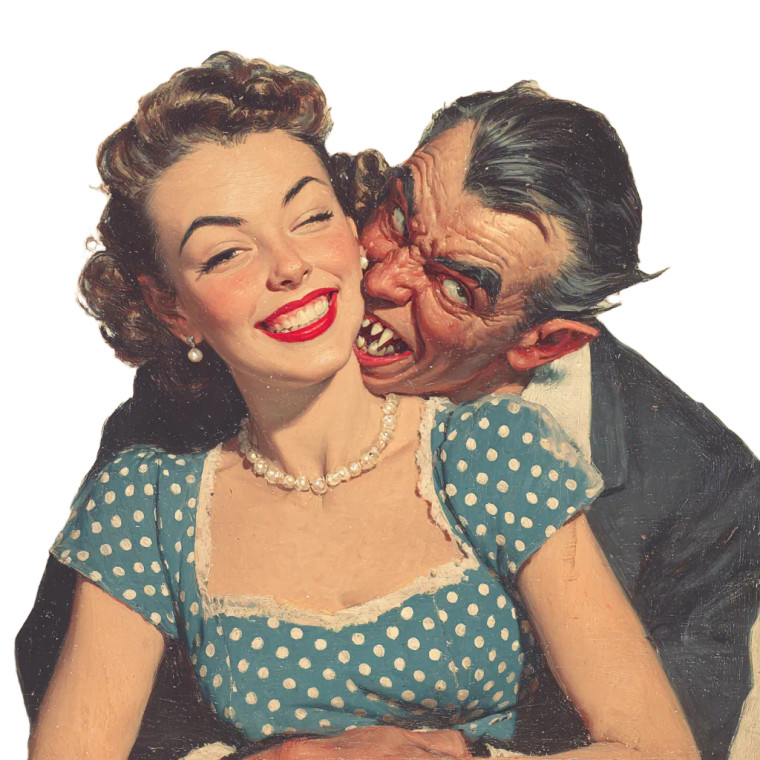 Retro Vampire Embrace Vinyl Car Decal Sticker – Waterproof & UV-Resistant 3.4133333333333336"