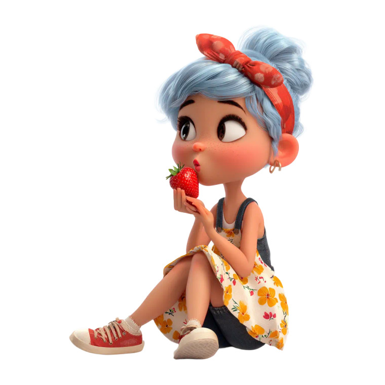 Cartoon Girl Eating V3 Vinyl Car Decal Sticker – Waterproof & UV-Resistant 3.4133333333333336"