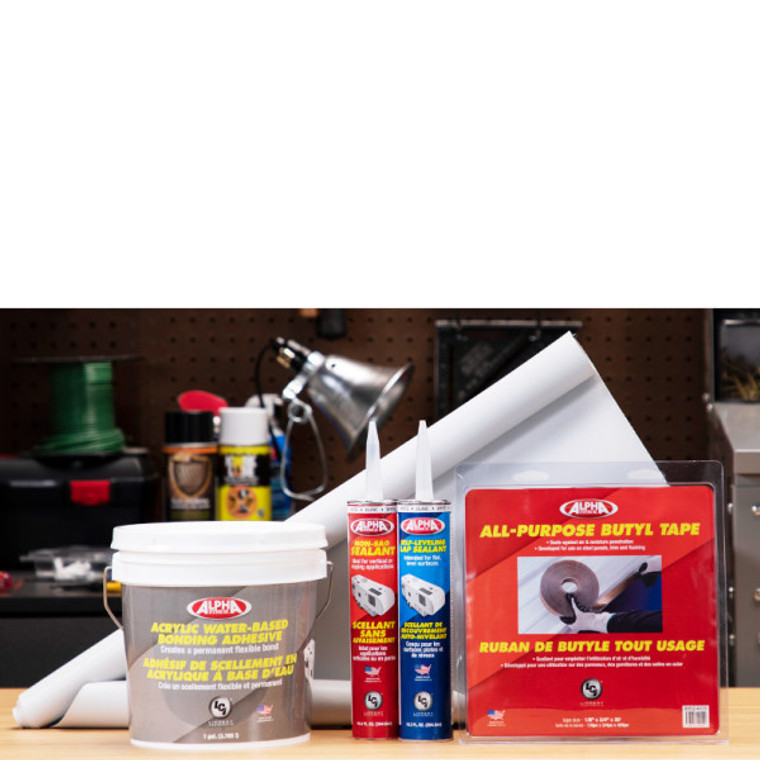 Ultimate Roof Installation Kit | Super Flex | Alpha Systems SPRVKIT2 | For SuperFlex TPO RV Membrane | With Adhesive, Butyl Tape, Sealants | Highly Flexible & Tear Resistant