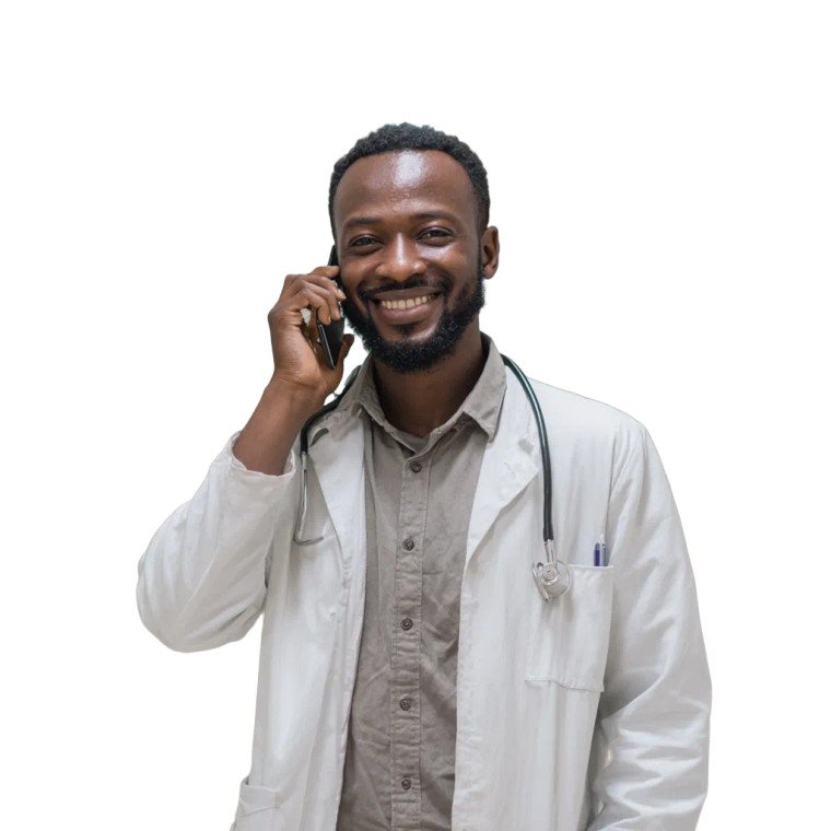 Smiling African Doctor Vinyl Car Decal Sticker – Waterproof & UV-Resistant 3.4133333333333336"