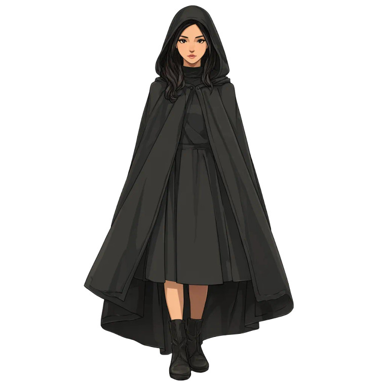 Hooded Woman V2 Vinyl Car Decal Sticker – Waterproof & UV-Resistant 3.4133333333333336"