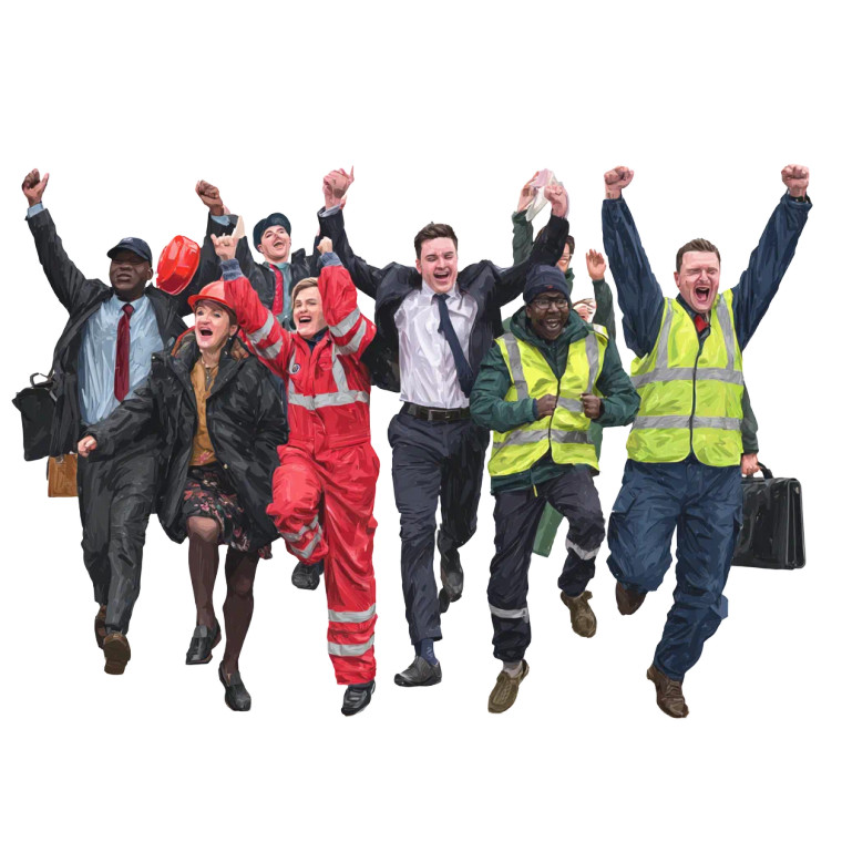 Happy Diverse Workers Vinyl Car Decal Sticker – Waterproof & UV-Resistant 6.826666666666667"