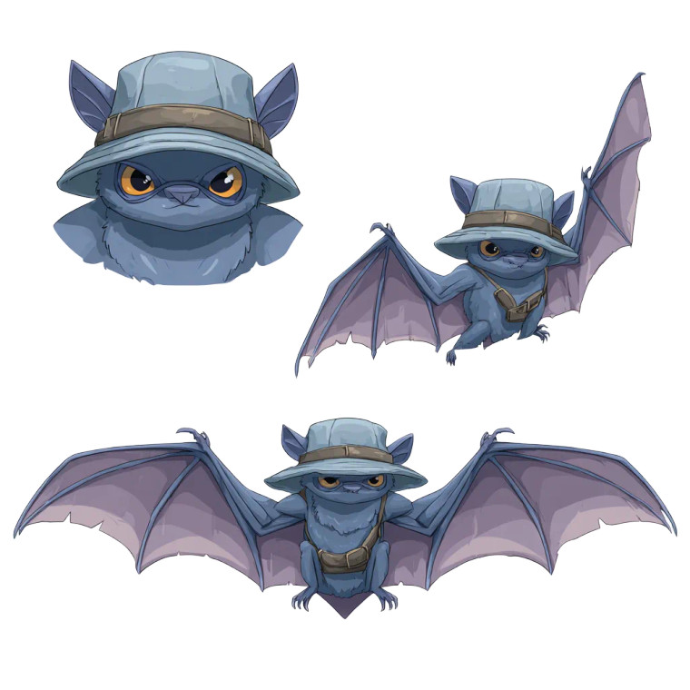 Stylized Cartoon Bat Vinyl Car Decal Sticker – Waterproof & UV-Resistant 3.4133333333333336"