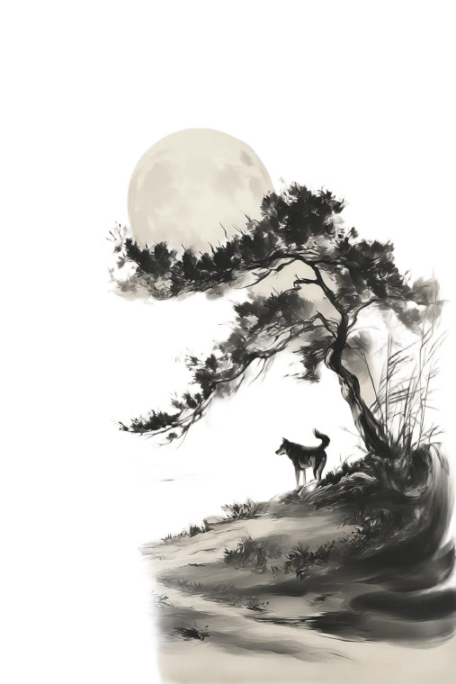Moonlit Black Dog Vinyl Car Decal Sticker – Waterproof & UV-Resistant 8.96"