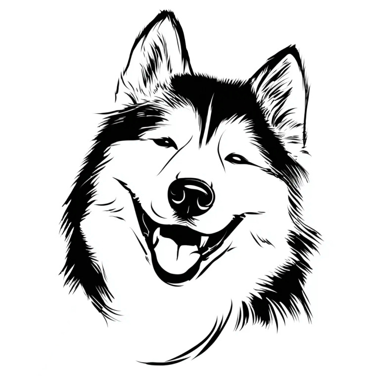 Happy Malamute Vinyl Car Decal Sticker – Waterproof & UV-Resistant 3.4133333333333336"