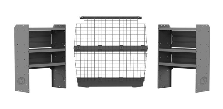 Fits 2015-2022 Ram ProMaster City Holman Van Storage System Kit 47PCL Commercial Shelving Package; Gray