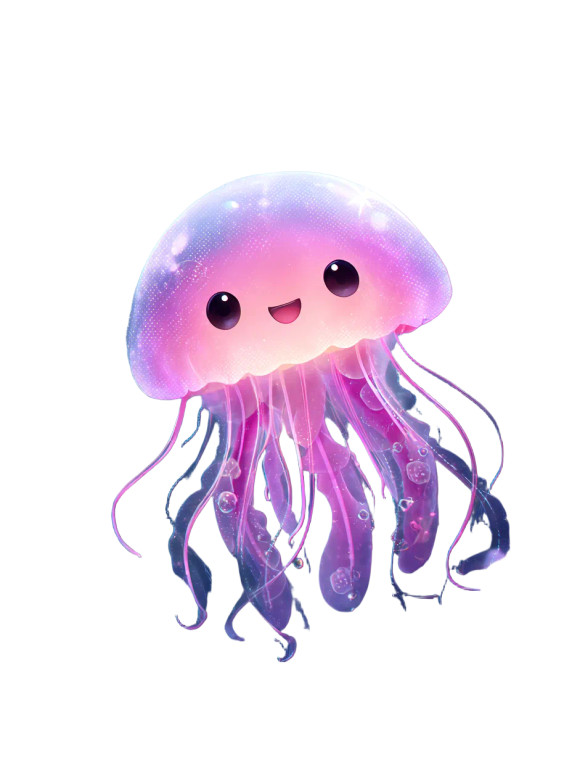 Chibi Jellyfish Vinyl Car Decal Sticker – Waterproof & UV-Resistant 4.1066666666666665"