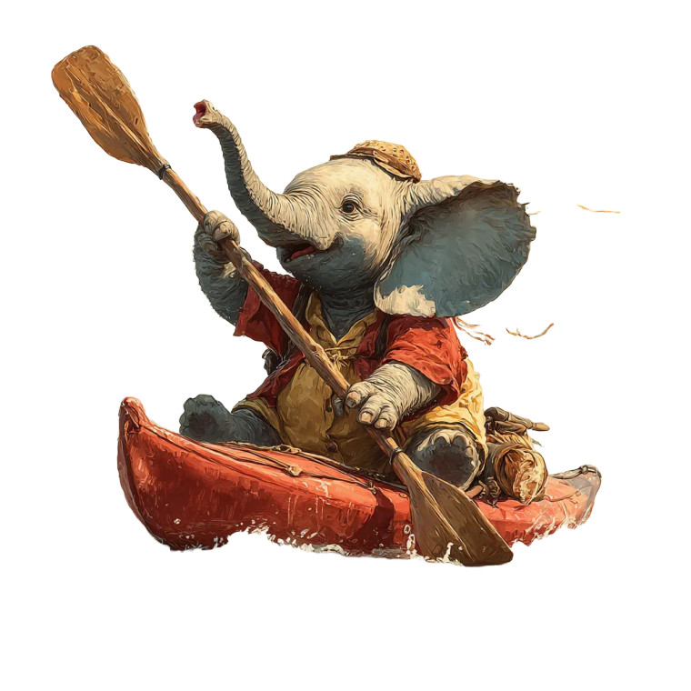 Elephant In Kayak Vinyl Car Decal Sticker – Waterproof & UV-Resistant 3.4133333333333336"