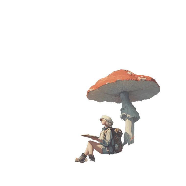 Girl With Mushroom Vinyl Car Decal Sticker – Waterproof & UV-Resistant 6.826666666666667"