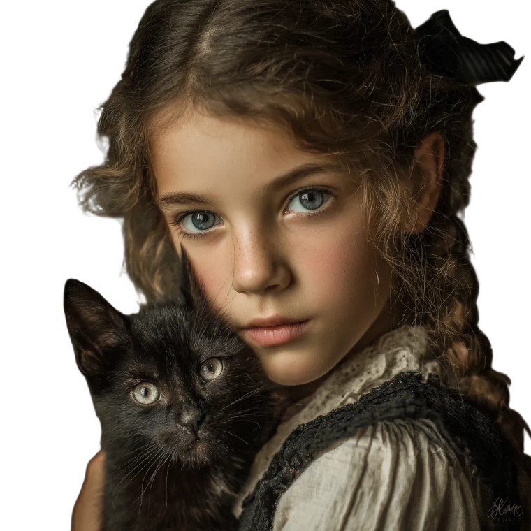 Girl And Kitten V7 Vinyl Car Decal Sticker – Waterproof & UV-Resistant 3.4133333333333336"