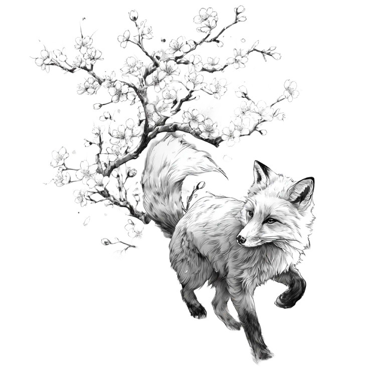 Dynamic Fox Tattoo Vinyl Car Decal Sticker – Waterproof & UV-Resistant 3.4133333333333336"