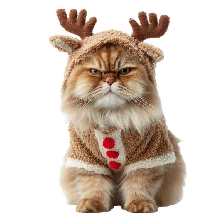 Grumpy Reindeer Cat Vinyl Car Decal Sticker – Waterproof & UV-Resistant 6.826666666666667"