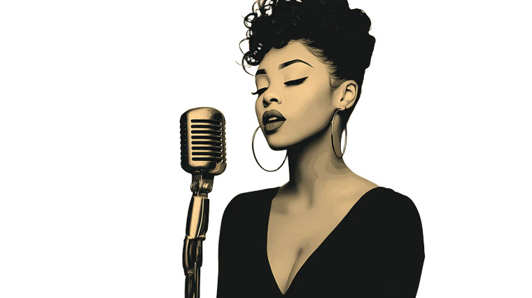 Jazz Singer Portrait V7 Vinyl Car Decal Sticker – Waterproof & UV-Resistant 2.72"
