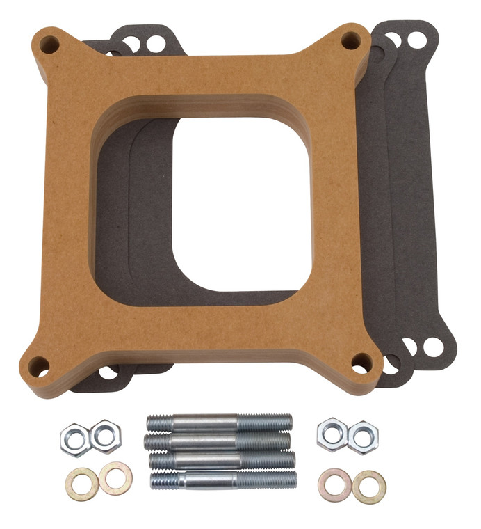 Edelbrock 1 Inch Wood Fiber Carburetor Spacer | Square Bore Flange | Open Center | USA Made