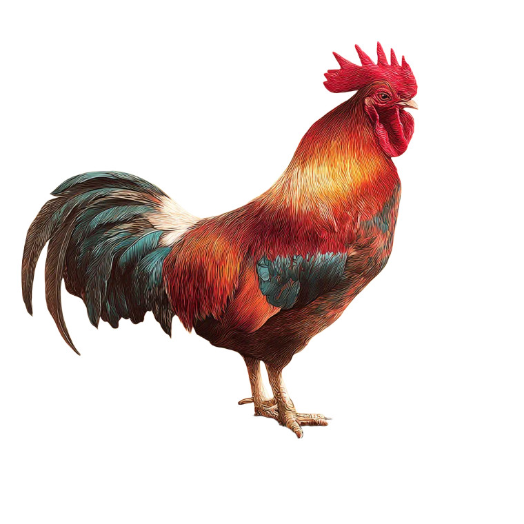 Proud Rooster Illustration Vinyl Car Decal Sticker – Waterproof & UV-Resistant 3.4133333333333336"