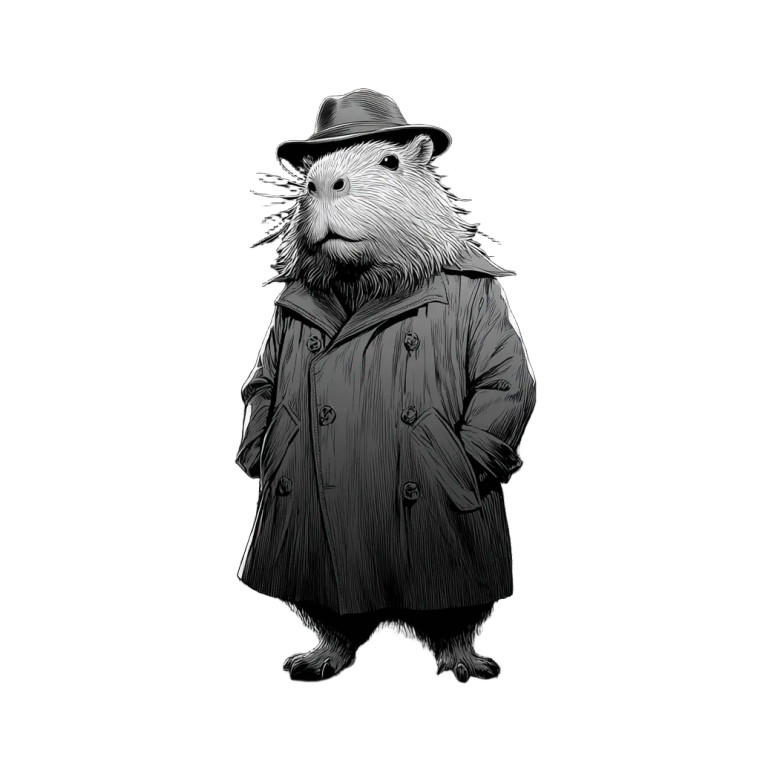 Capybara Detective Vinyl Car Decal Sticker – Waterproof & UV-Resistant 3.4133333333333336"