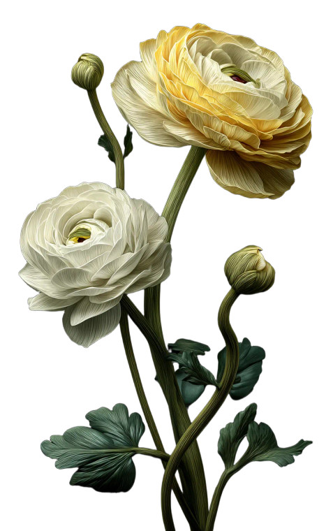 Ranunculus Stems Vinyl Car Decal Sticker – Waterproof & UV-Resistant 9.17333333333333