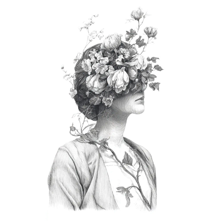 Floral Woman Sketch Vinyl Car Decal Sticker – Waterproof & UV-Resistant 3.4133333333333336"