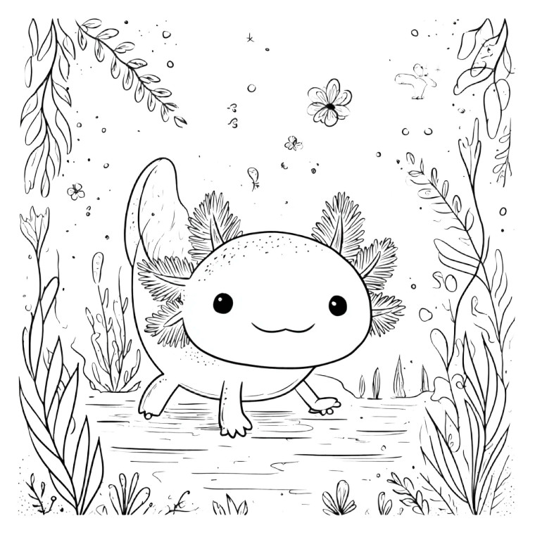 Cute Axolotl Coloring Vinyl Car Decal Sticker – Waterproof & UV-Resistant 3.4133333333333336"