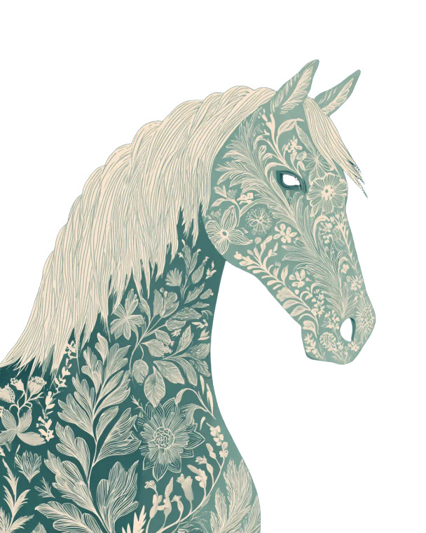 Floral Horse Illustration Vinyl Car Decal Sticker – Waterproof & UV-Resistant 4.0"