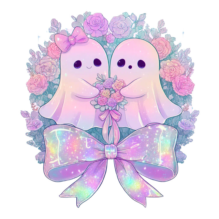 Pastel Gothic Ghost Vinyl Car Decal Sticker – Waterproof & UV-Resistant 3.4133333333333336"