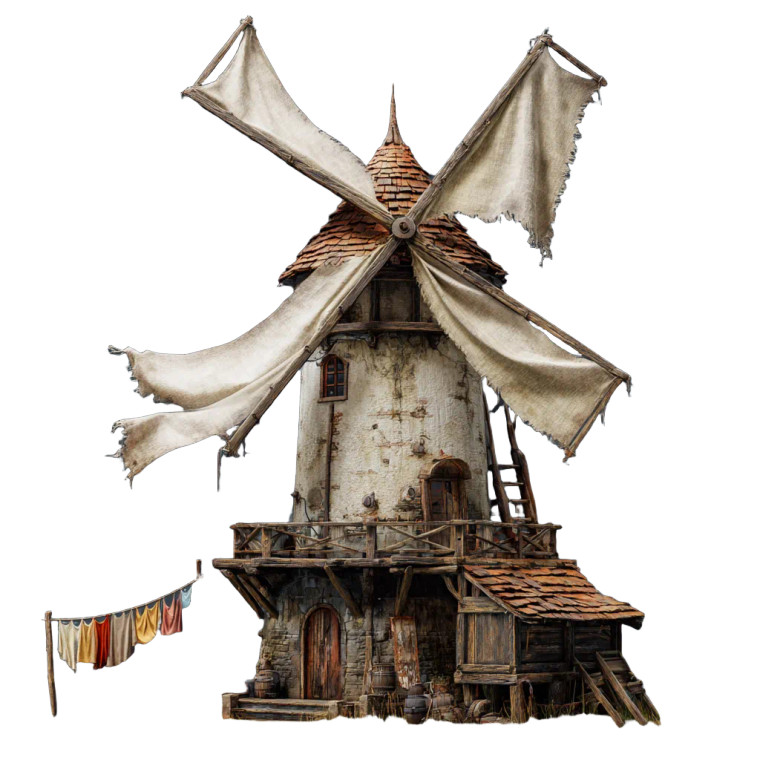 Old Fabric Windmill Vinyl Car Decal Sticker – Waterproof & UV-Resistant 3.4133333333333336"