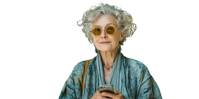 Stylish Elderly Iphone User V2 Vinyl Car Decal Sticker – Waterproof & UV-Resistant 5.12"