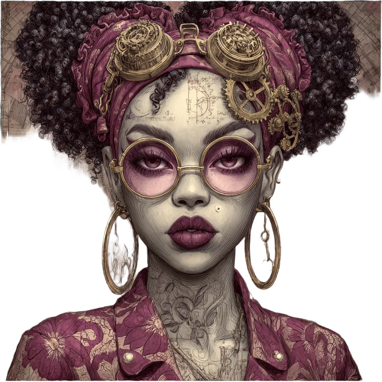Afrocentric Mechanical Muse Vinyl Car Decal Sticker – Waterproof & UV-Resistant 3.4133333333333336"