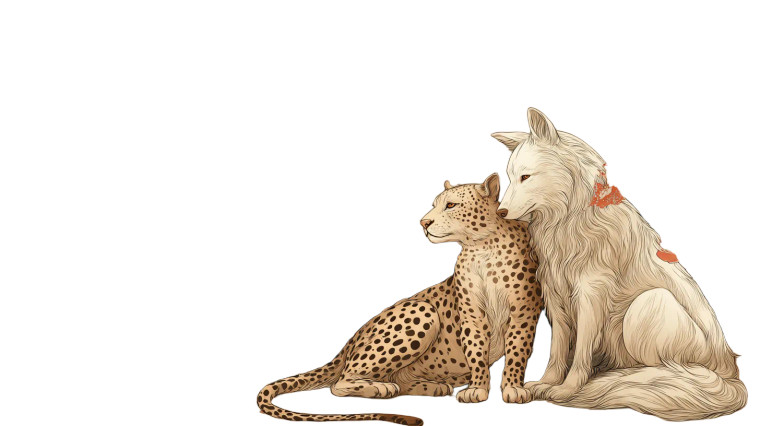 Cheetah And Wolf Vinyl Car Decal Sticker – Waterproof & UV-Resistant 5.4