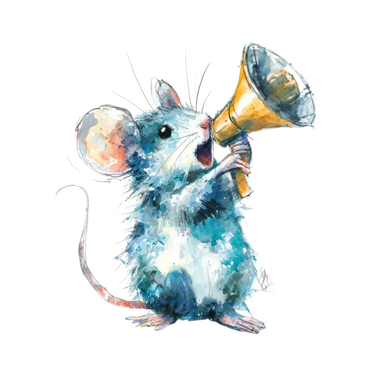 Mouse With Megaphone Vinyl Car Decal Sticker – Waterproof & UV-Resistant 6.826666666666667"