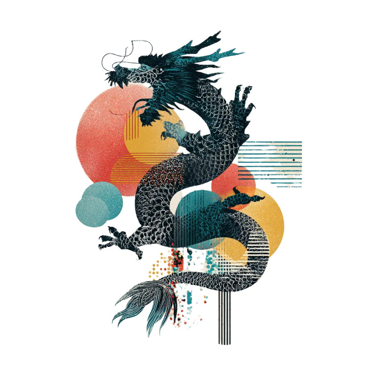 Chinese Dragon V18 Vinyl Car Decal Sticker – Waterproof & UV-Resistant 3.4133333333333336"