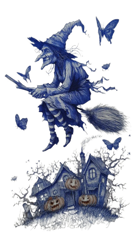 Eerie Witch Flight V2 Vinyl Car Decal Sticker – Waterproof & UV-Resistant 9.706666666666667"