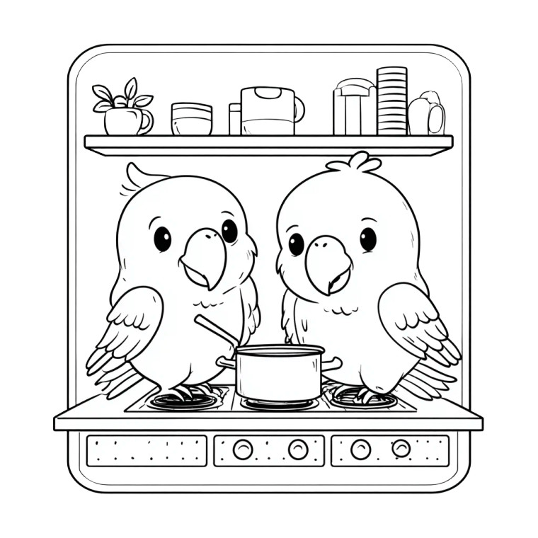 Baby Parrots Cooking Vinyl Car Decal Sticker – Waterproof & UV-Resistant 6.826666666666667"