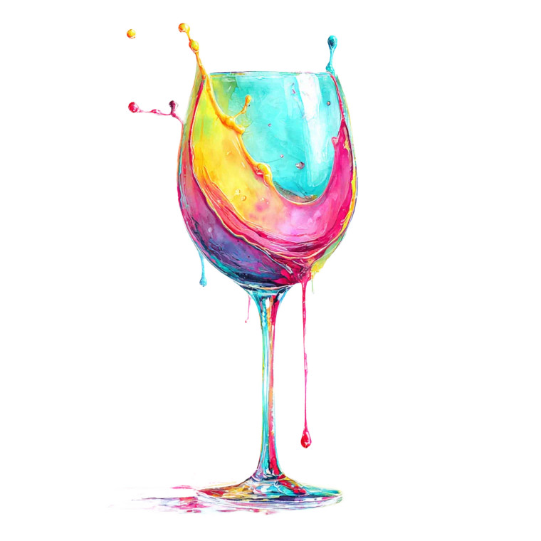 Colorful Wine Glass Vinyl Car Decal Sticker – Waterproof & UV-Resistant 3.4133333333333336"