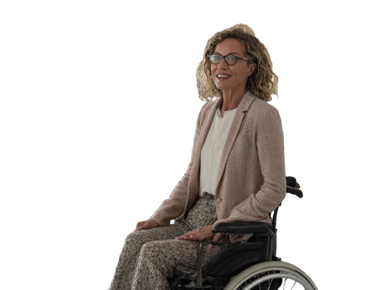 Wheelchair Businesswoman Presenting Vinyl Car Decal Sticker – Waterproof & UV-Resistant 6.1866666666666665"