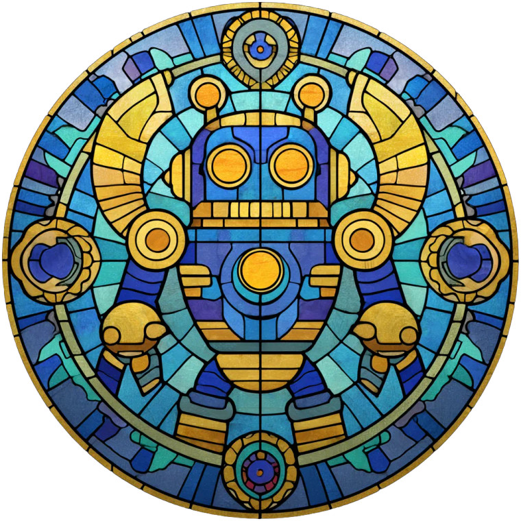 Robot Stained Glass Vinyl Car Decal Sticker – Waterproof & UV-Resistant 3.4133333333333336"