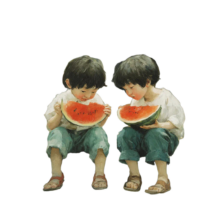 Watermelon Eating Kids Vinyl Car Decal Sticker – Waterproof & UV-Resistant 3.4133333333333336"