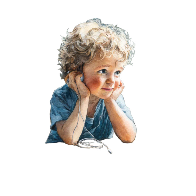 Child Listening Intently Vinyl Car Decal Sticker – Waterproof & UV-Resistant 3.4133333333333336"
