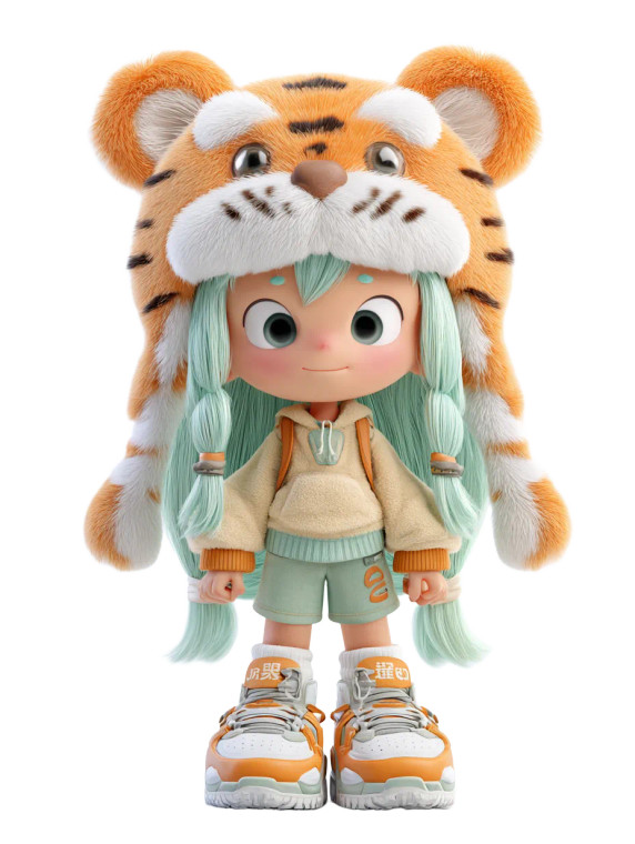 Cute Tiger-Hat Girl Vinyl Car Decal Sticker – Waterproof & UV-Resistant 4.1066666666666665"