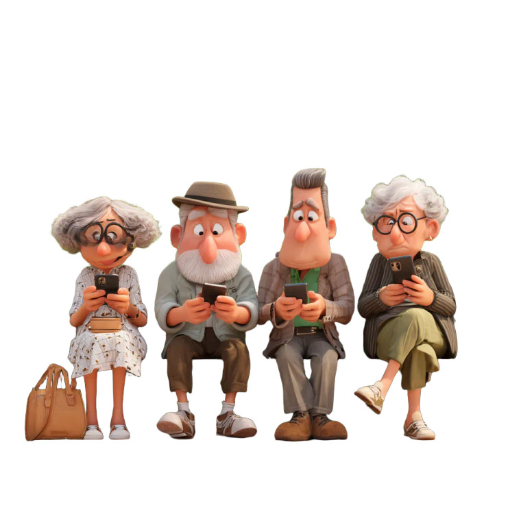 Happy Elderly Techies Vinyl Car Decal Sticker – Waterproof & UV-Resistant 6.826666666666667"