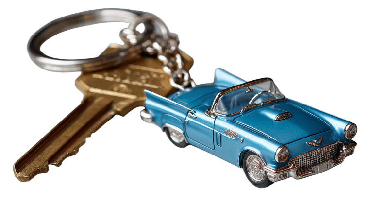 Vintage Car Keychain Vinyl Car Decal Sticker – Waterproof & UV-Resistant 2.72"