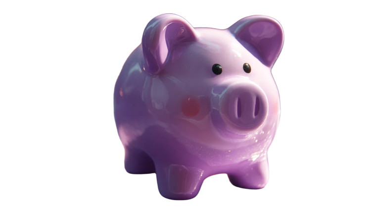 Purple Piggy Bank Vinyl Car Decal Sticker – Waterproof & UV-Resistant 5.4